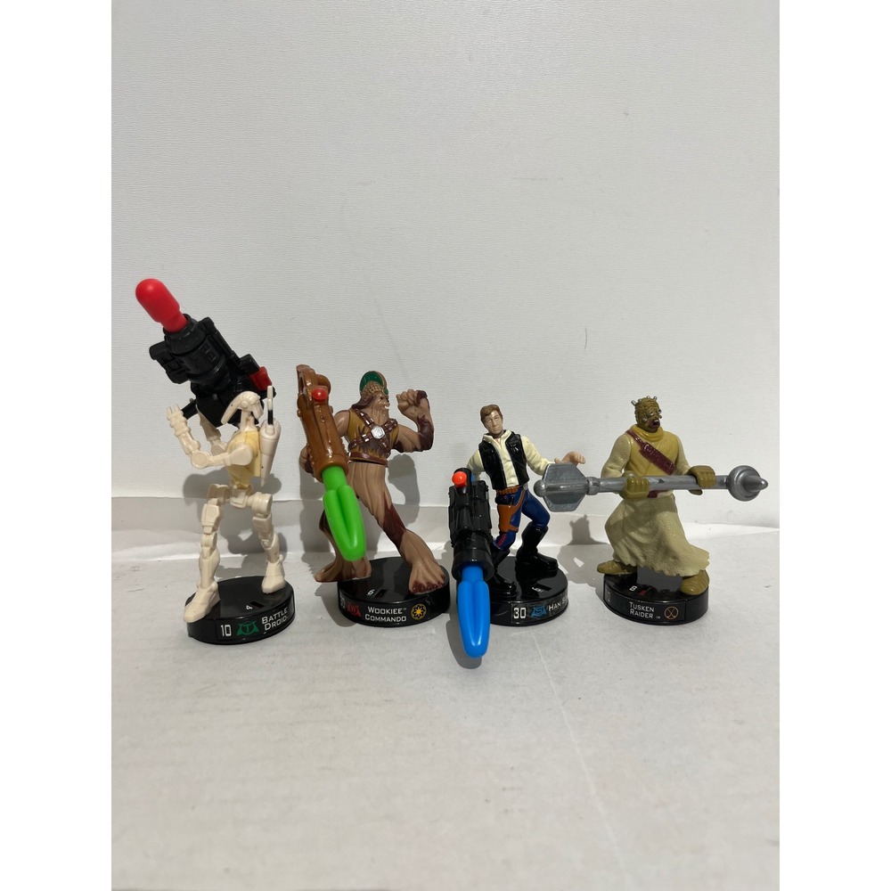 Star Wars Attacktix Battle Figure Lot Han Solo Wookiee Battle Droi Tusken Raider